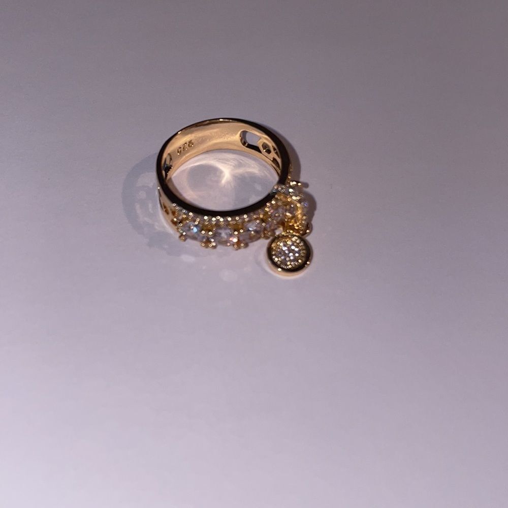 18K YELLOW PLATED DIAMOND CHARM RING 💍 - Picture 2 of 7